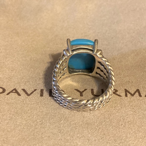 David Yurman 16x12mm Turquoise Diamonds Ring Sz 7.5 - Picture 3 of 8